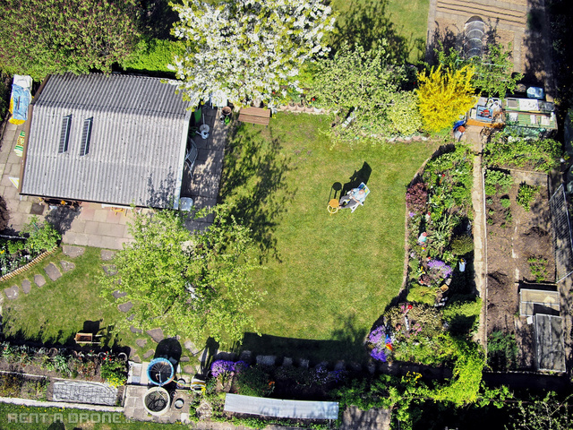 Schrebergarten Land in Sonne